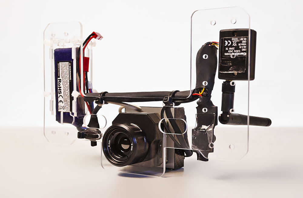 Supporto per FLIR TAU 2 e drone DJI Phantom Supporto FLIR TAU 2 Phantom
