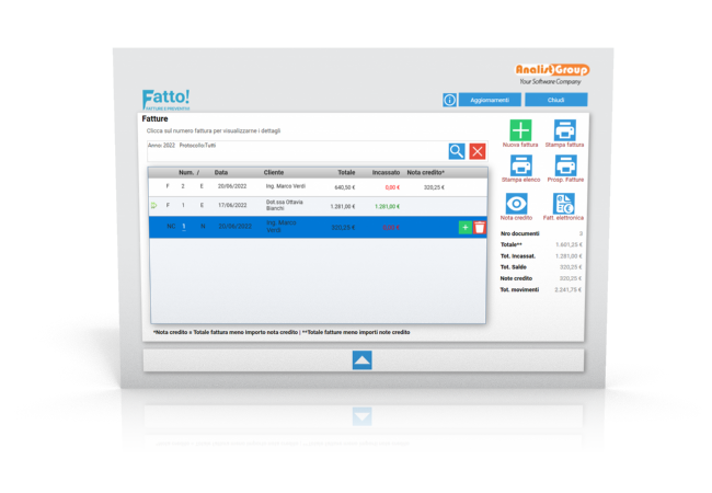 fatto fatture schermata 2022