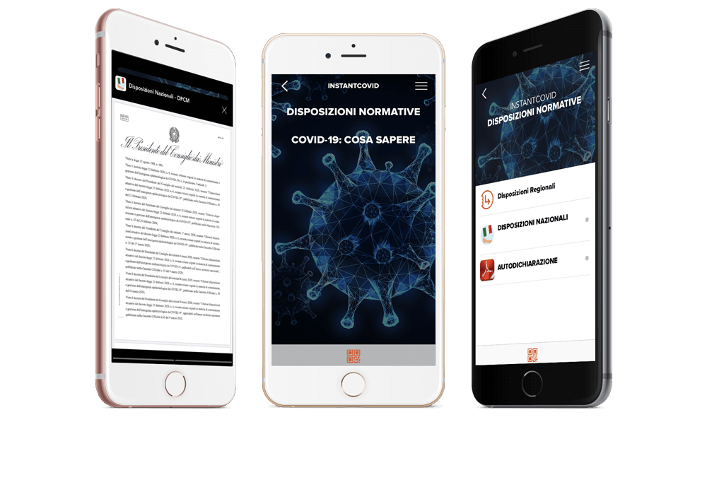 APP instantCovid per essere sempre aggiornato sul Covid-19 Covid 3 phones 2